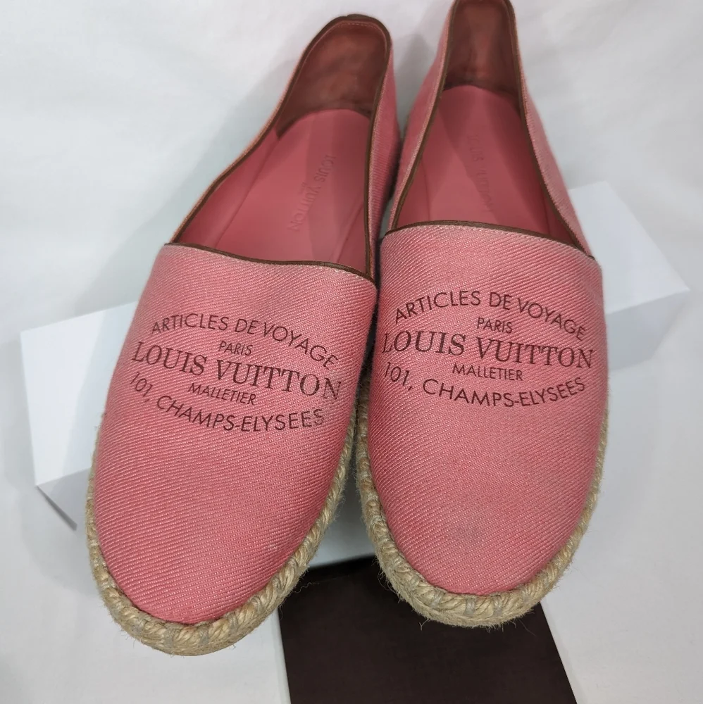 Authentic Louis Vuitton Pink Canvas Espadrilles